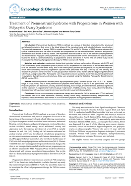 Treatment of Premenstrual Syndrome with Progesterone in Women with Polycystic Ovary Syndrome