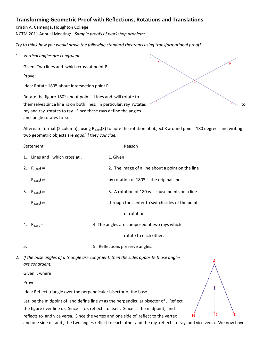 Transforming Geometric Proof with Reflections, Rotations and Translations