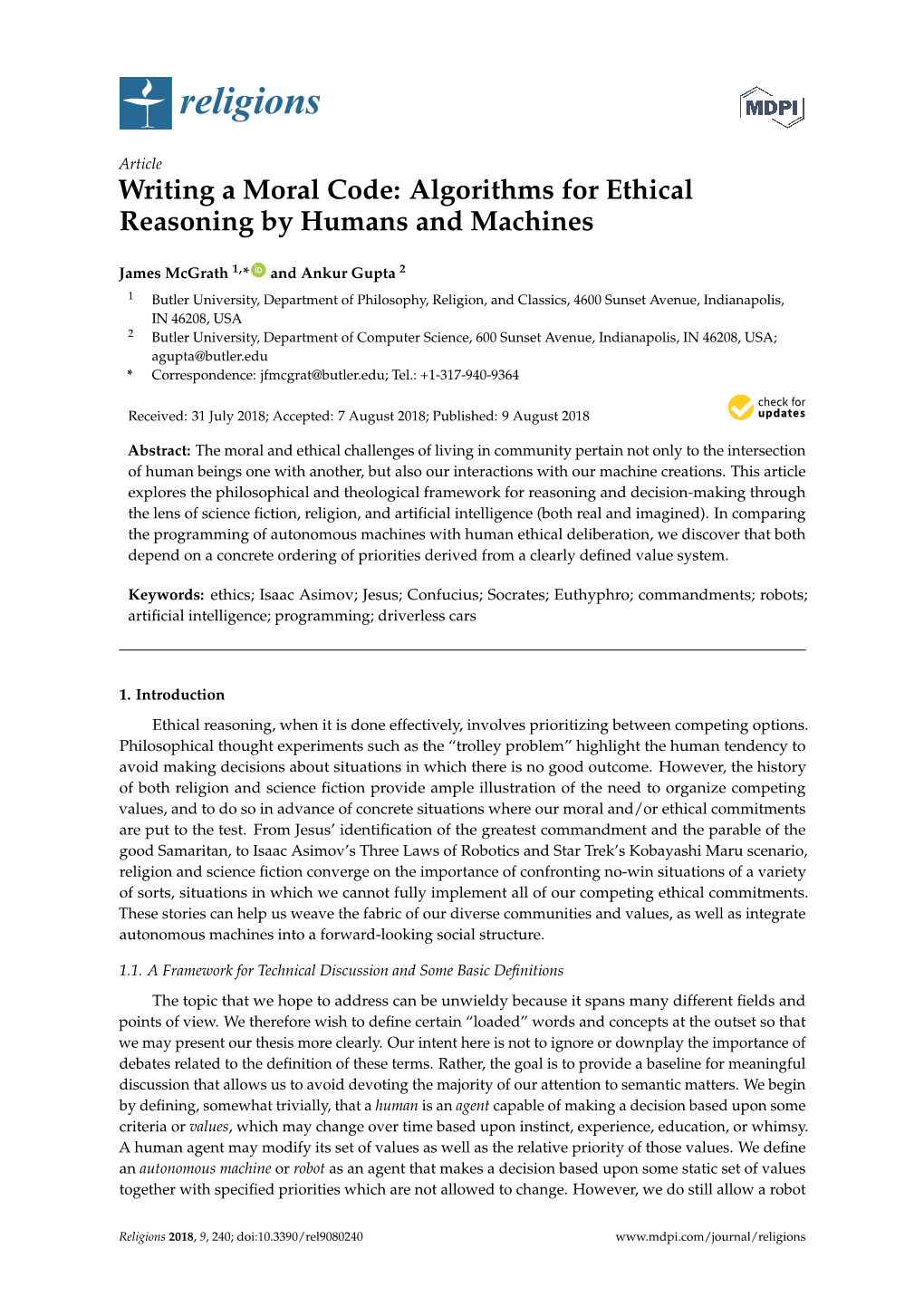 Writing a Moral Code: Algorithms for Ethical Reasoning by Humans and Machines