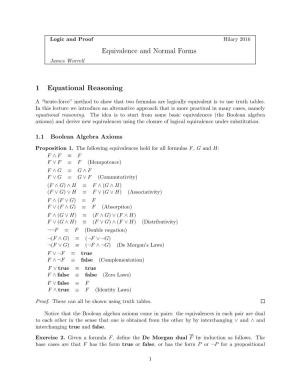 Equivalence and Normal Forms 1 Equational Reasoning