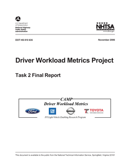 Driver Workload Metrics Project: Task 2 Final Report