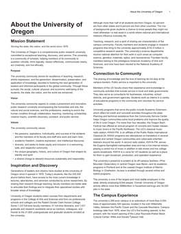 About the University of Oregon 1