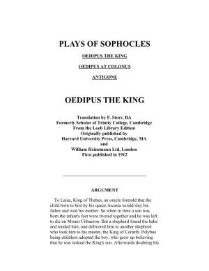 Plays of Sophocles Oedipus the King