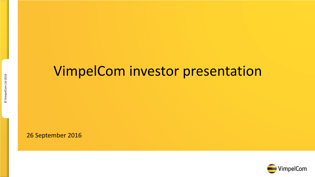 Vimpelcom Investor Presentation