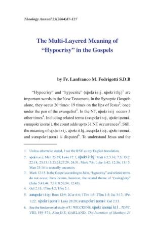 The Multi-Layered Meaning of “Hypocrisy” in the Gospels