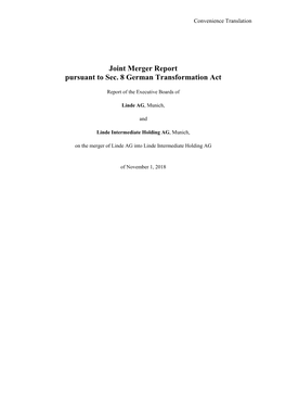Joint Merger Report Pursuant to Sec. 8 German Transformation Act