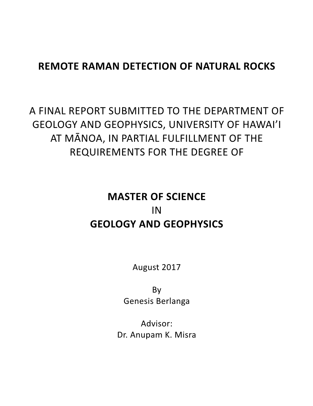 Remote Raman Detection of Natural Rocks a Final