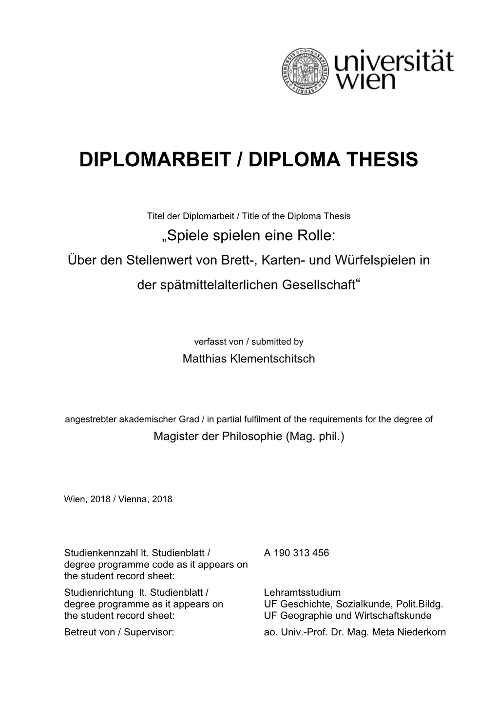 Diplomarbeit / Diploma Thesis