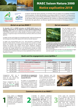MAEC Saison Natura 2000 Notice Explicative 2018
