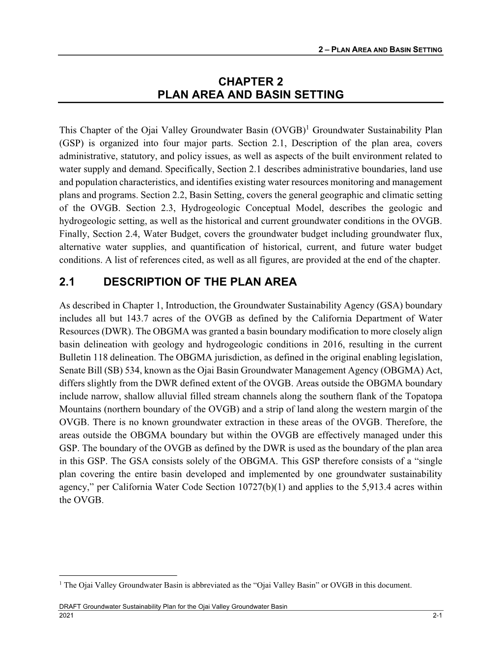 Chapter 2 Plan Area and Basin Setting