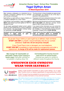 Ysgol Dyffryn Aman GWISGWCH EICH GWREGYS!