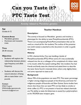 PTC Taste Test