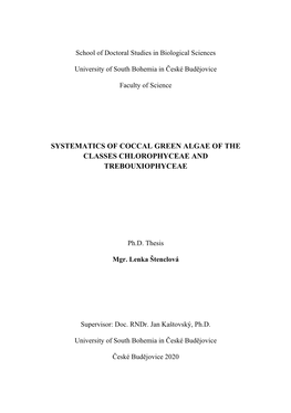 Systematics of Coccal Green Algae of the Classes Chlorophyceae and Trebouxiophyceae