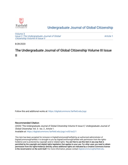 The Undergraduate Journal of Global Citizenship Volume III Issue II