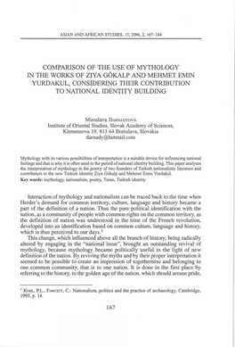Comparison of the Use of Mythology in the Works of Ziya Gökalp and Mehmet Emin Yurdakul, Considering Their Contribution to National Identity Building