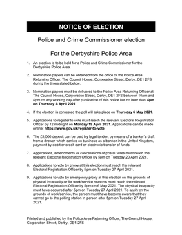 PCC Notice of Election