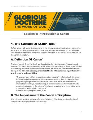1. the Canon of Scripture