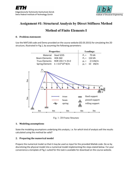 Assignment #1: Structural Analysis by Direct Stiffness Method Method of Finite Elements I