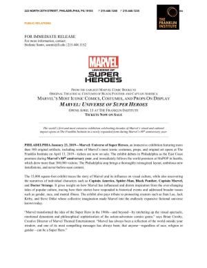 Marvel: Universe of Super Heroes Opens April 13 at the Franklin Institute Tickets Now on Sale