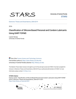 Classification of Silicone-Based Personal and Condom Lubricants Using Dart-Tofms