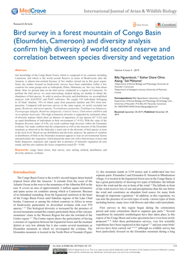 Eloumden, Cameroon) and Diversity Analysis Confirm High Diversity of World Second Reserve and Correlation Between Species Diversity and Vegetation