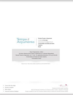 De Paris a Buenos Aires: Ideias E Intelectuais No Le Monde Diplomatique Revista Tempo E Argumento, Vol