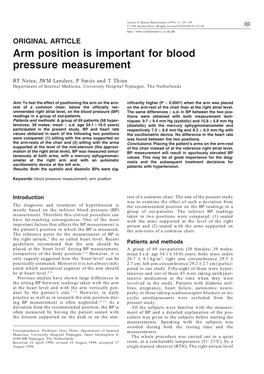 Arm Position Is Important for Blood Pressure Measurement