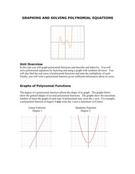Graphing and Solving Polynomial Equations