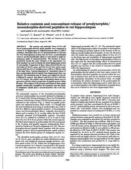 Neoendorphin-Derived Peptides in Rat Hippocampus (Opioid Peptide/In Vitro Neurotransmitter Release/HPLC Resolution) C
