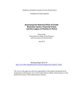 Business Cycles, Financial Crises and the Legacy of Charles S. Peirce