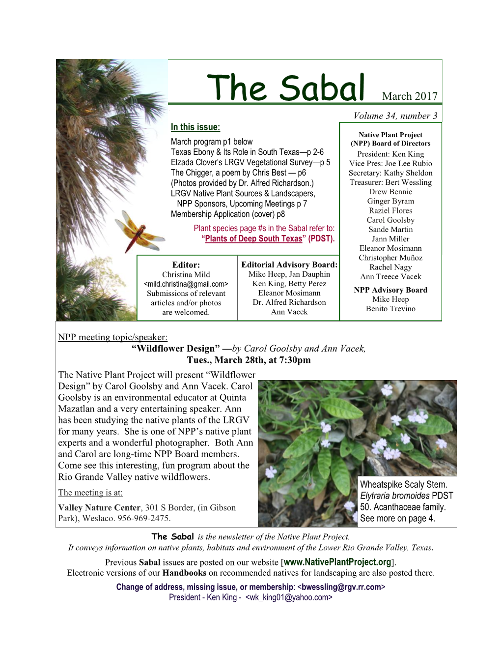 The Sabal March 2017 Volume 34, Number 3