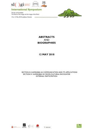 Abstracts and Biographies 12 May 2018