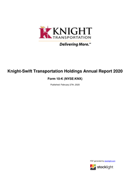 Knight-Swift Transportation Holdings Annual Report 2020