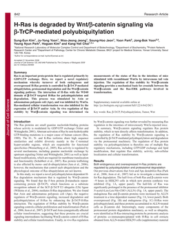 H-Ras Is Degraded by Wnt/Β-Catenin Signaling Via Β-Trcp-Mediated Polyubiquitylation