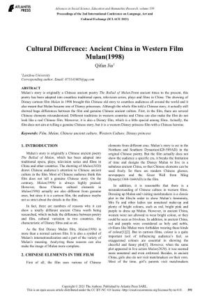 Ancient China in Western Film Mulan(1998) Qifan Jia1