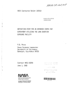 Definition Study for an Advanced Cosmic Ray Experiment Utilizing the Long Duration Exposure Facility