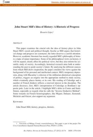 John Stuart Mill's Idea of History: a Rhetoric of Progress