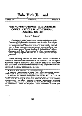 The Constitution in the Supreme Court: Article Iv and Federal Powers, 1836-1864