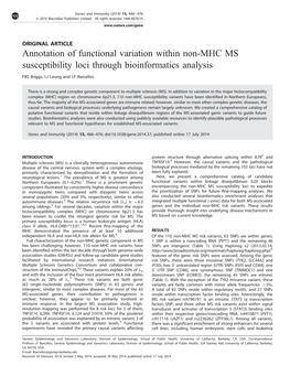 Annotation of Functional Variation Within Non-MHC MS Susceptibility Loci Through Bioinformatics Analysis