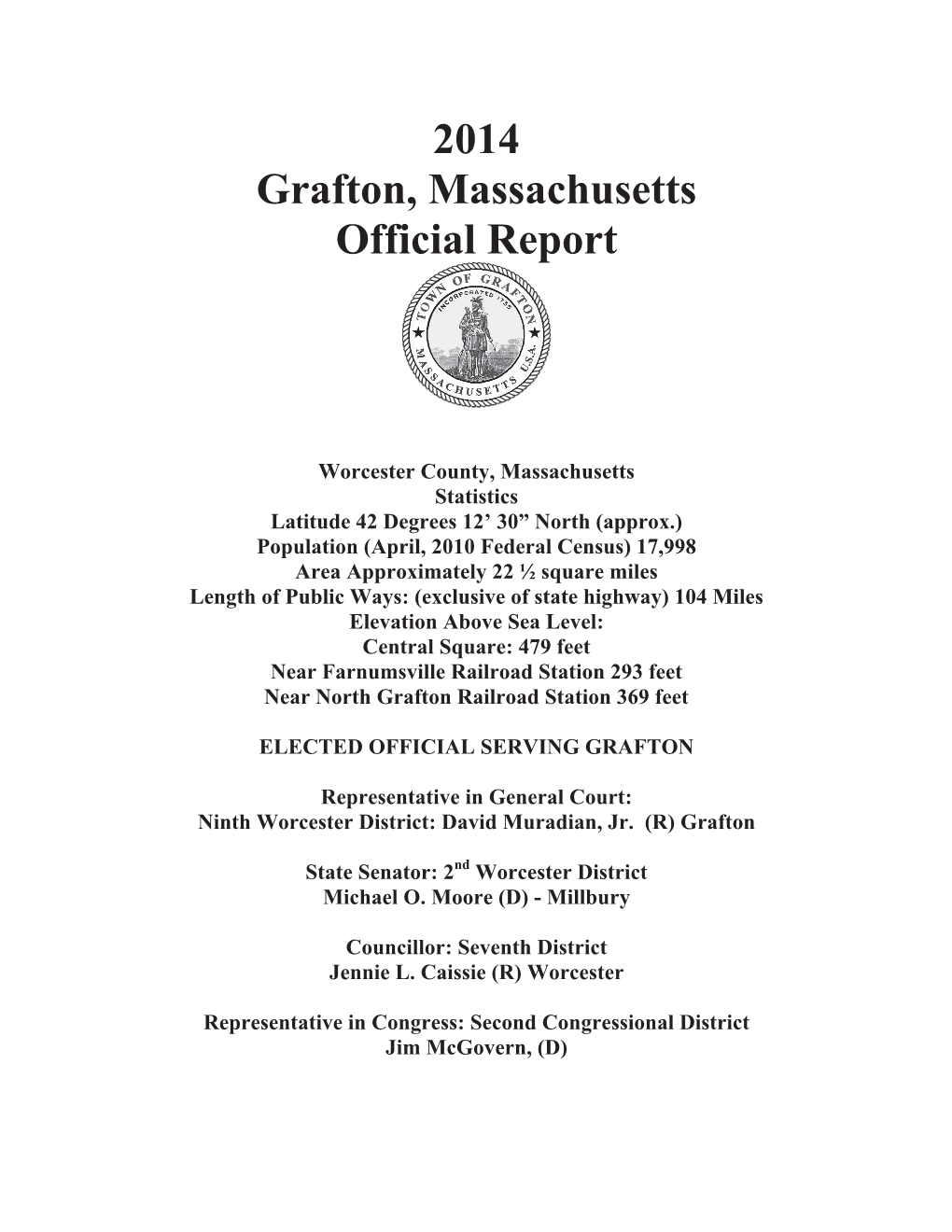 2014 Grafton, Massachusetts Official Report