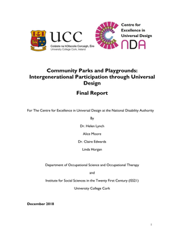 Community Parks and Playgrounds: Intergenerational Participation Through Universal Design Final Report