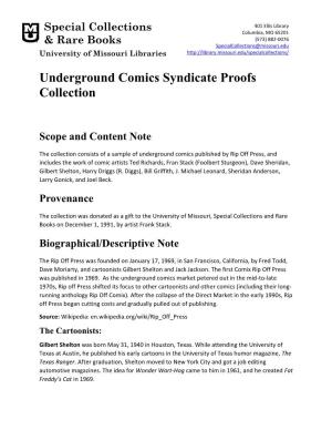 Underground Comics Syndicate Proofs Collection