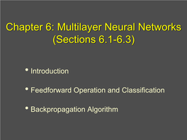 Multilayer Neural Networks (Sections 6.1-6.3)