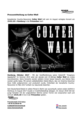 Pressemitteilung Zu Colter Wall