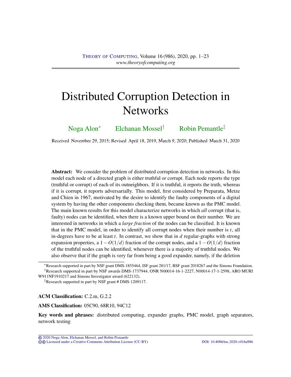 Distributed Corruption Detection in Networks