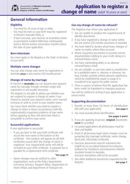Application to Register a Change of Name (Adult 18 Years Or Over)