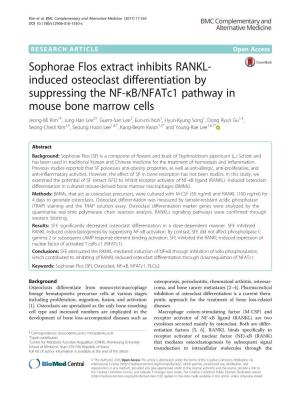 Sophorae Flos Extract Inhibits RANKL-Induced Osteoclast Differentiation by Suppressing the NF-Κb/Nfatc1 Pathway in Mouse Bone M
