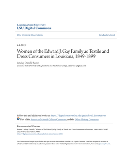 Women of the Edward J. Gay Family As Textile and Dress Consumers In
