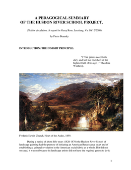 A Pedagogical Summary of the Hudson River School Project