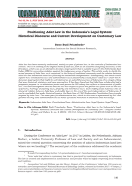Positioning Adat Law in the Indonesia's Legal System